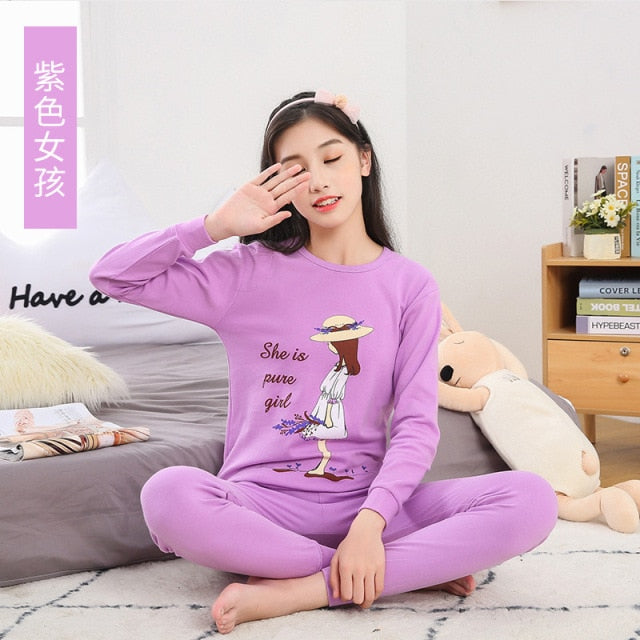 New Teens Clothes Kids Clothing Set Big Boy Girl Pajamas Sets Girls Boys Cotton Sleepwear Full Sleeve Pyjamas Kids Home Clothes