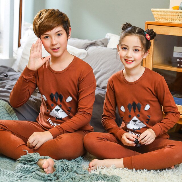 New Teens Clothes Kids Clothing Set Big Boy Girl Pajamas Sets Girls Boys Cotton Sleepwear Full Sleeve Pyjamas Kids Home Clothes