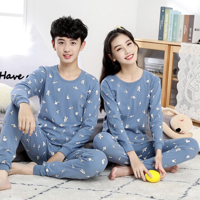 New Teens Clothes Kids Clothing Set Big Boy Girl Pajamas Sets Girls Boys Cotton Sleepwear Full Sleeve Pyjamas Kids Home Clothes