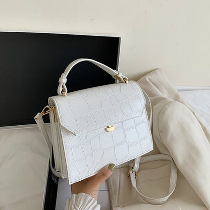 SWDF Stone Patent White Crossbody Bags For Women 2021 Small Handbag Small Bag PU Leather Hand Bag Ladies Designer Evening Bags