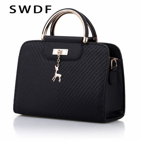 SWDF  Handbags 2021 New Women Leather Bag Large Capacity Shoulder Bags Casual Tote Simple Top-handle Hand Bags Women Bags Ladies