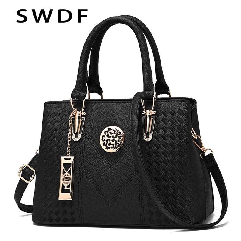 SWDF Embroidery Messenger Bags Women Leather Handbags Bags For Women 2021 Sac A Main Ladies Hand Bag Crossbody Bag Shoulder Bags