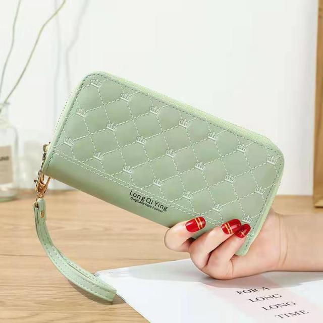 Women wallet long crown Double zipper embroidery thread ladies hand wallet multi-card fashion wild mobile phone bag wallets 785