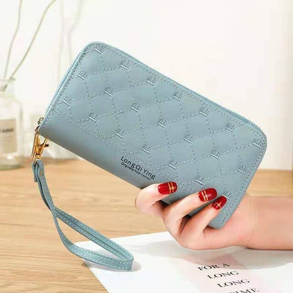 Women wallet long crown Double zipper embroidery thread ladies hand wallet multi-card fashion wild mobile phone bag wallets 785