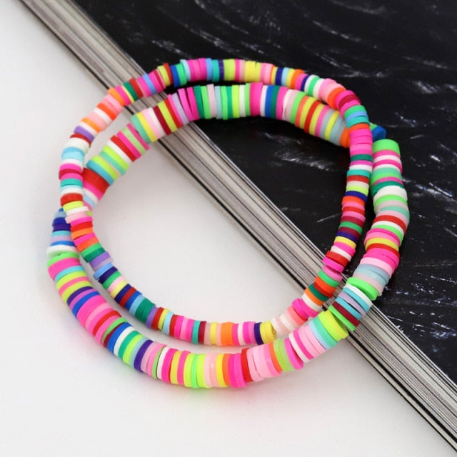 Women Bracelets Fashion Combination Color Polymer Clay Wrist Jewelry Boho Bracelet Gift for Best Friend Couple Bracelet