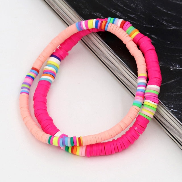 Women Bracelets Fashion Combination Color Polymer Clay Wrist Jewelry Boho Bracelet Gift for Best Friend Couple Bracelet