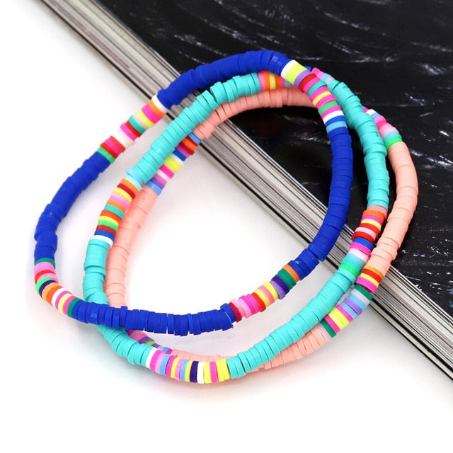 Women Bracelets Fashion Combination Color Polymer Clay Wrist Jewelry Boho Bracelet Gift for Best Friend Couple Bracelet