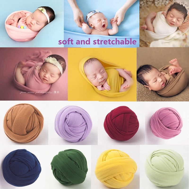 Newborn Photography Props Blanket Props Baby Photo Wrap Swaddling Milk Napped Cotton Stretchable Wraps Photo Shoot Backdrop