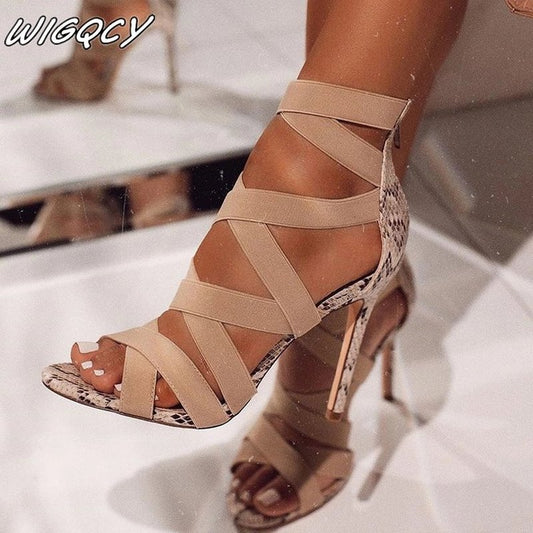 oymlg Women Sandal High Heels Gladiator Ankle Strap Woman Peep Toe Stiletto Sexy Women Heels Chaussures Femme Summer Pumps Women