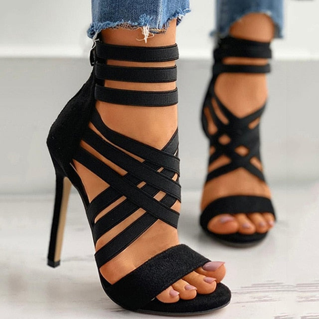 Pumps Women Shoes High Heels Women Sandals 2021 Zipper New Fashion Summer High Heels Sexy Ladies Peep Toe Shoes Women Pumps