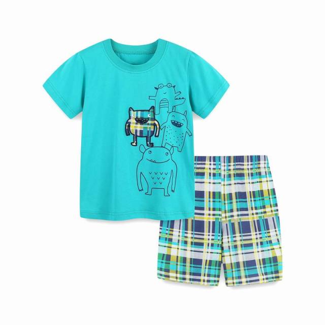 TUONXYE Summer Children's Clothes For Boy Cartoon Vehicle T Shirt+Pants Kids Short Sleeve Clothing Set Teens Sport Tracksuit