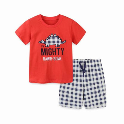 TUONXYE Summer Children's Clothes For Boy Cartoon Vehicle T Shirt+Pants Kids Short Sleeve Clothing Set Teens Sport Tracksuit