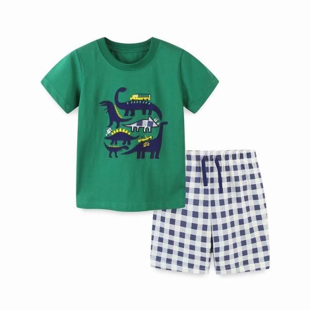 TUONXYE Summer Children's Clothes For Boy Cartoon Vehicle T Shirt+Pants Kids Short Sleeve Clothing Set Teens Sport Tracksuit