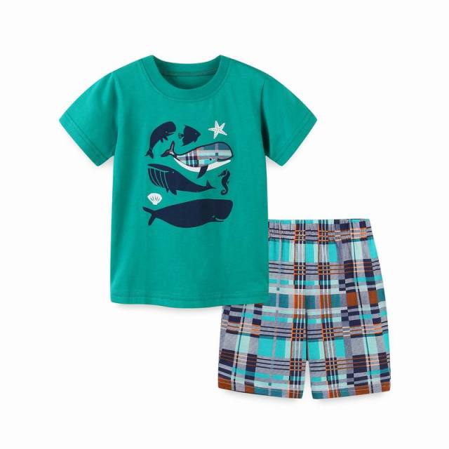 TUONXYE Summer Children's Clothes For Boy Cartoon Vehicle T Shirt+Pants Kids Short Sleeve Clothing Set Teens Sport Tracksuit