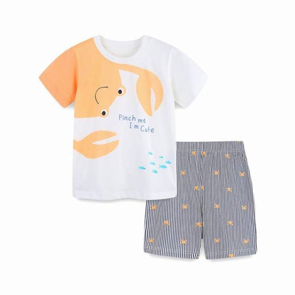 TUONXYE Summer Children's Clothes For Boy Cartoon Vehicle T Shirt+Pants Kids Short Sleeve Clothing Set Teens Sport Tracksuit