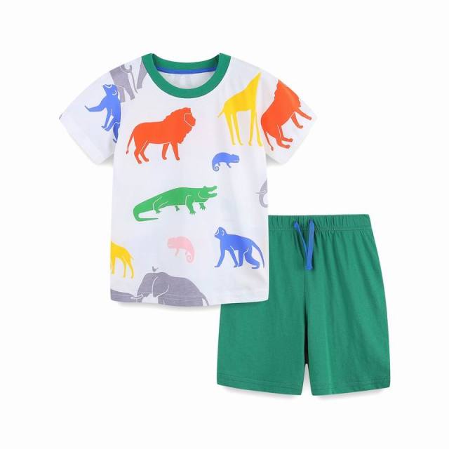 TUONXYE Summer Children's Clothes For Boy Cartoon Vehicle T Shirt+Pants Kids Short Sleeve Clothing Set Teens Sport Tracksuit