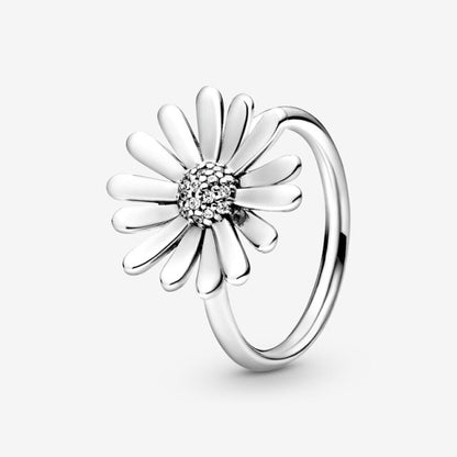 Trendy 925 Sterling Silver Ring Daisy Flower Signature Rings Star Moon Rings Women Engagement Anniversary Silver Jewelry