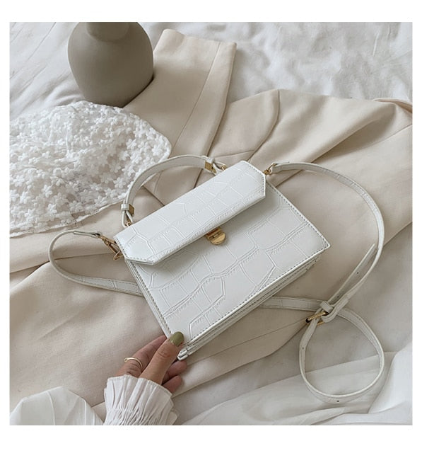 Stone patent white Crossbody Bags For Women 2021 Small Handbag Small Bag PU Leather Hand Bag Ladies Designer