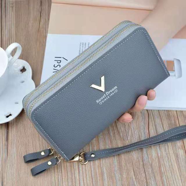 Women wallet long crown Double zipper embroidery thread ladies hand wallet multi-card fashion wild mobile phone bag wallets 785