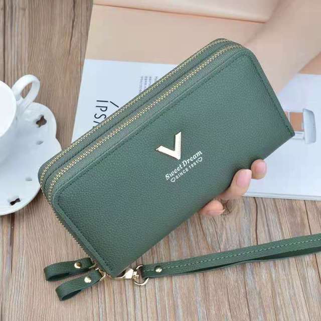 Women wallet long crown Double zipper embroidery thread ladies hand wallet multi-card fashion wild mobile phone bag wallets 785