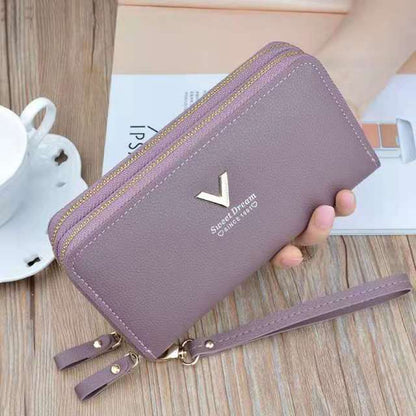 Women wallet long crown Double zipper embroidery thread ladies hand wallet multi-card fashion wild mobile phone bag wallets 785