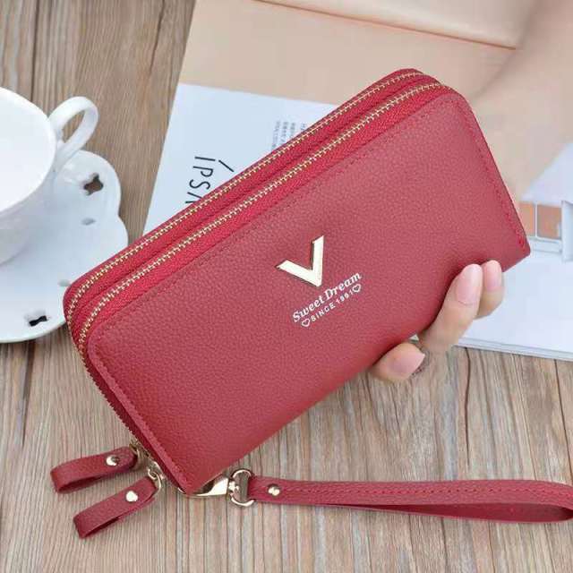 Women wallet long crown Double zipper embroidery thread ladies hand wallet multi-card fashion wild mobile phone bag wallets 785