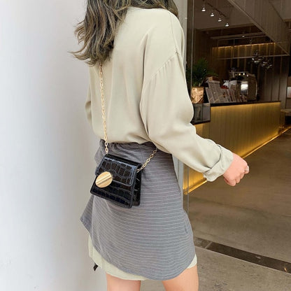 Stone Pattern Leather Crossbody Bags with Short Handles for Women Small Handbags Chain Shoulder Simple Bag Purses Hand Bag