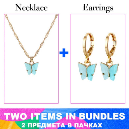 VKME New Fashion Kpop Jewelry Set For Women Crystal Pendant Necklace Unusual Drop Earrings 2021 Trend Woman Earring