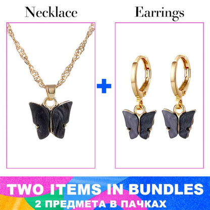 VKME New Fashion Kpop Jewelry Set For Women Crystal Pendant Necklace Unusual Drop Earrings 2021 Trend Woman Earring