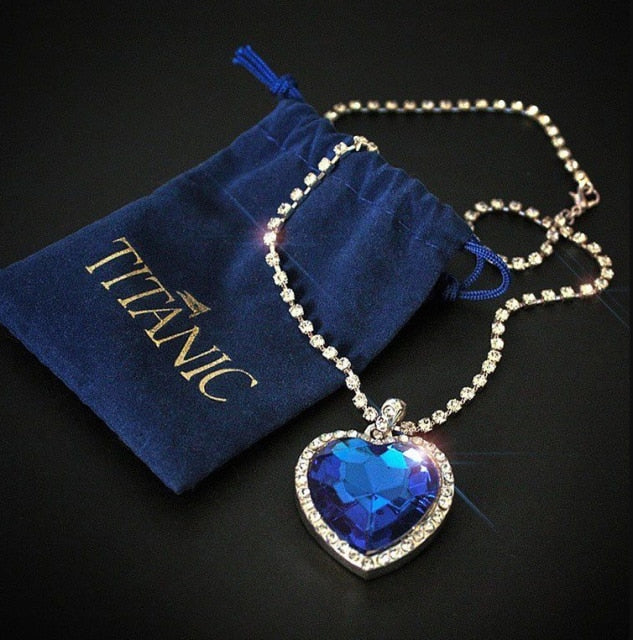 Titanic Heart of Ocean Necklaces for Women Peach Heart Blue Crystal Zircon Jewelry Sets Female Wedding Engagement Jewelry