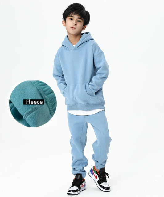 Teen Spring Boys Clothing Set 2021 Winter New Casual Thicken Hoodie Tops Sport Pant 2Pcs Suit for Boys Clothes Kids Outfits 10 Y