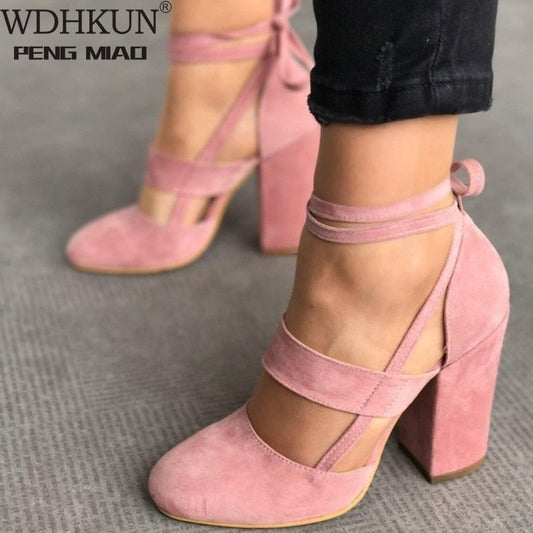 Women Pumps Plus Size 35-43 Women Heels Chaussures Femme Gladiator Summer High Heels For Party Wedding Shoes Women Thick Heels