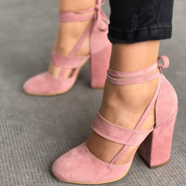 Women Pumps Plus Size 35-43 Women Heels Chaussures Femme Gladiator Summer High Heels For Party Wedding Shoes Women Thick Heels