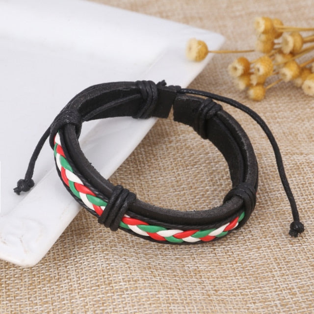 Trendy Genuine Leather Bracelets Men Stainless Steel Multilayer Braided Rope Bracelets for Male Female Bracelets Jewelry