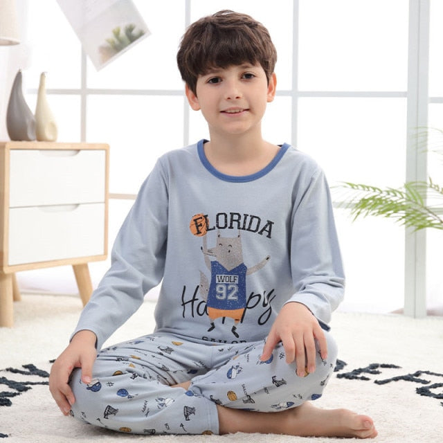 New Teens Clothes Children Clothing Set Big Boys Pajamas Sets Boys Cotton Sleepwear Full Sleeve Pyjamas Kids Home Clothes 4-18Y