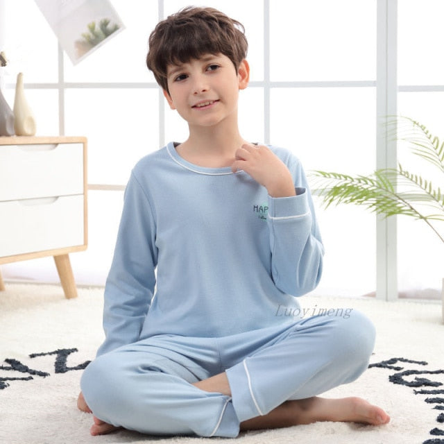 New Teens Clothes Children Clothing Set Big Boys Pajamas Sets Boys Cotton Sleepwear Full Sleeve Pyjamas Kids Home Clothes 4-18Y