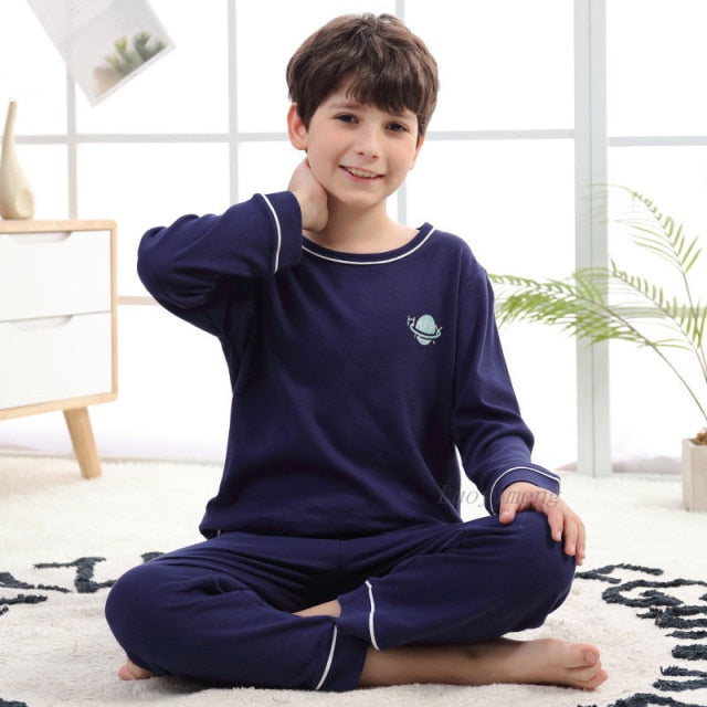 New Teens Clothes Children Clothing Set Big Boys Pajamas Sets Boys Cotton Sleepwear Full Sleeve Pyjamas Kids Home Clothes 4-18Y