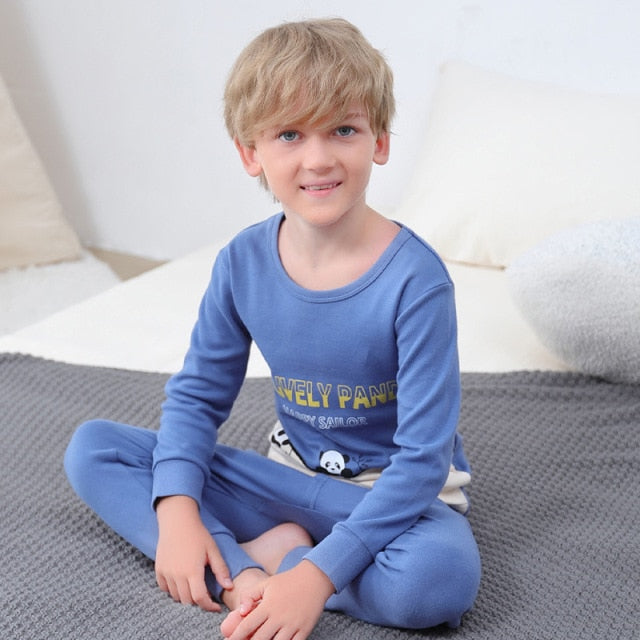 New Teens Clothes Children Clothing Set Big Boys Pajamas Sets Boys Cotton Sleepwear Full Sleeve Pyjamas Kids Home Clothes 4-18Y