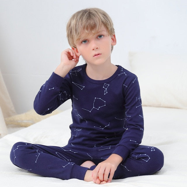 New Teens Clothes Children Clothing Set Big Boys Pajamas Sets Boys Cotton Sleepwear Full Sleeve Pyjamas Kids Home Clothes 4-18Y