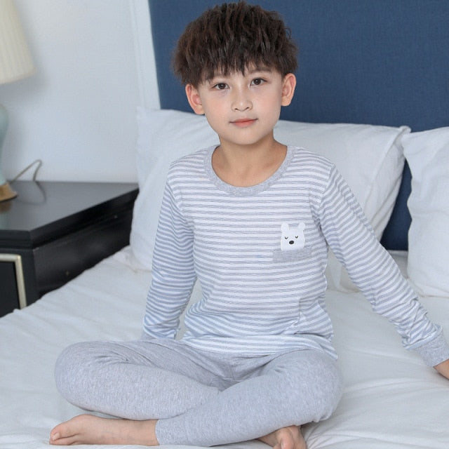 New Teens Clothes Children Clothing Set Big Boys Pajamas Sets Boys Cotton Sleepwear Full Sleeve Pyjamas Kids Home Clothes 4-18Y