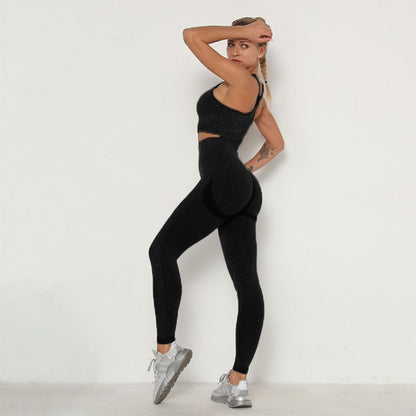 Women's Sets Skinny Tracksuit Breathable Bra Long Sleeve Top Seamless Outfits High Waist Push Up Leggings Gym Clothes Sport Suit