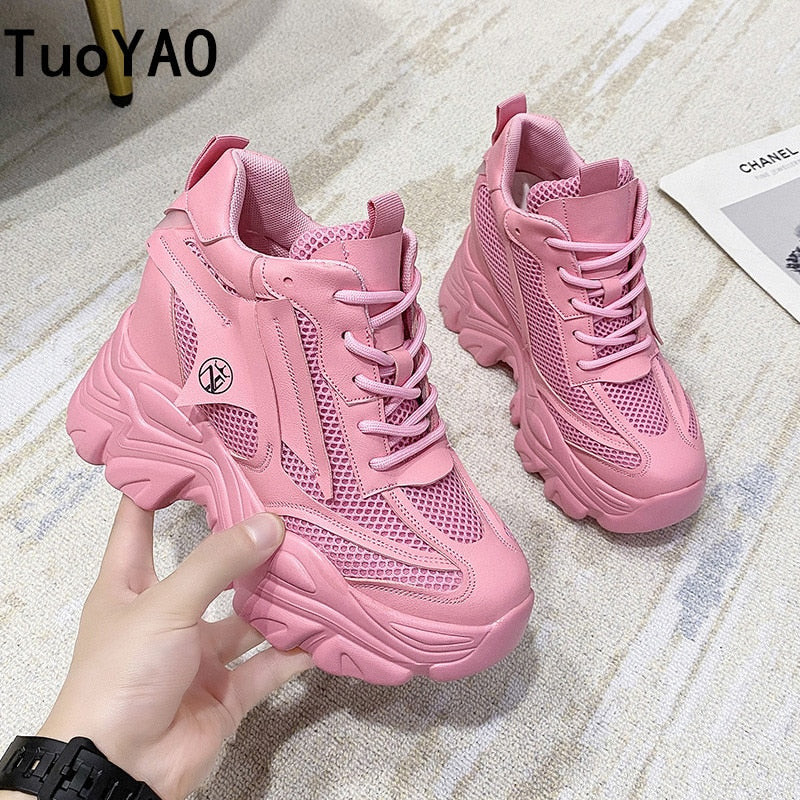 Platform Shoes Women Designer Sneakers 2021 Fashion Casual Height 10CM Basket Femme Ladies Sport Trainers Chunky Sneakers Women