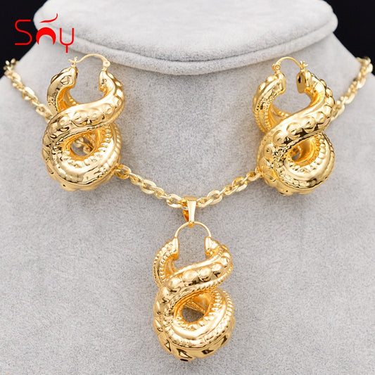 Sunny Jewelry Big Hoop Earrings Pendant Necklace Women's Copper Cross Number Eight Trendy New Arrivals Jewelry Sets For Party